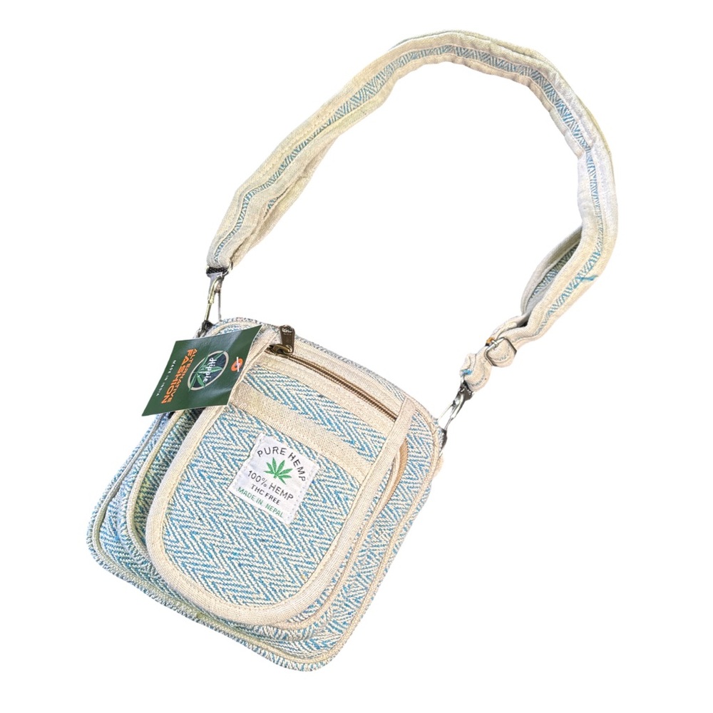 Pure Hemp Blue and Cream Crossbody Bag